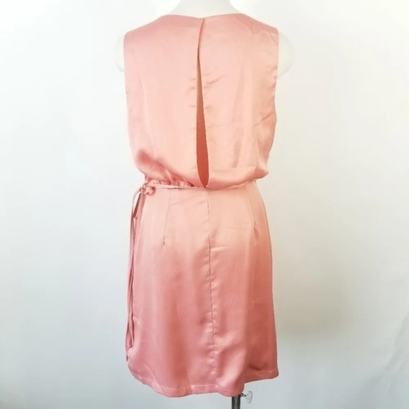 ONE ONE SIX Peach Pink Satin Surplice Dress L - Picture 5 of 6